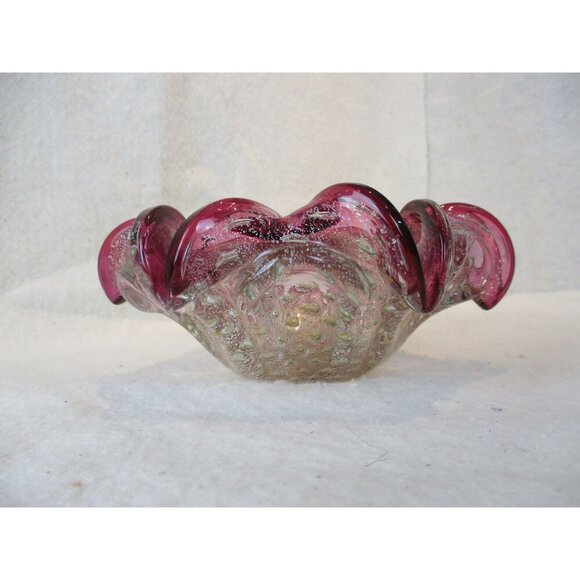 Bowl Vintage Art Blown Glass bowl Murano Italy Wedding gift Anniversary Birthday - Picture 2 of 6